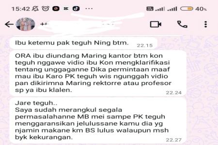 DIDUGA DIINTIMIDASI WAKIL REKTOR I