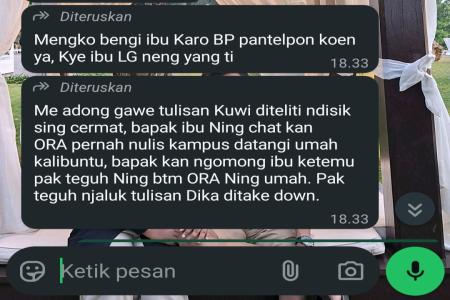 Dugaan Intimidasi Keluarga Mahasiswi o